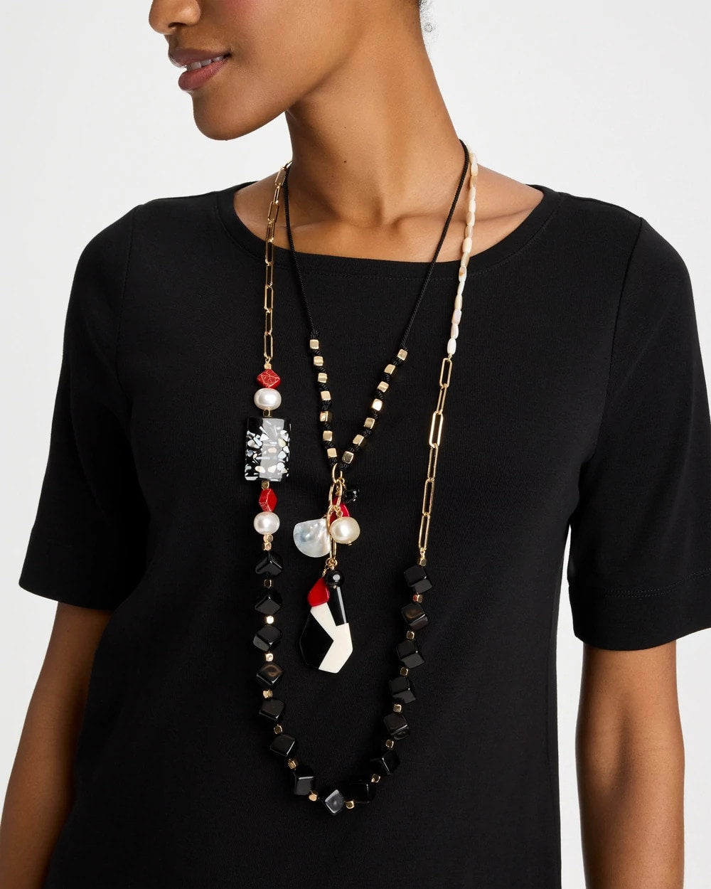 Chico's | Asymmetrical Long Single-Strand Necklace/ Multi