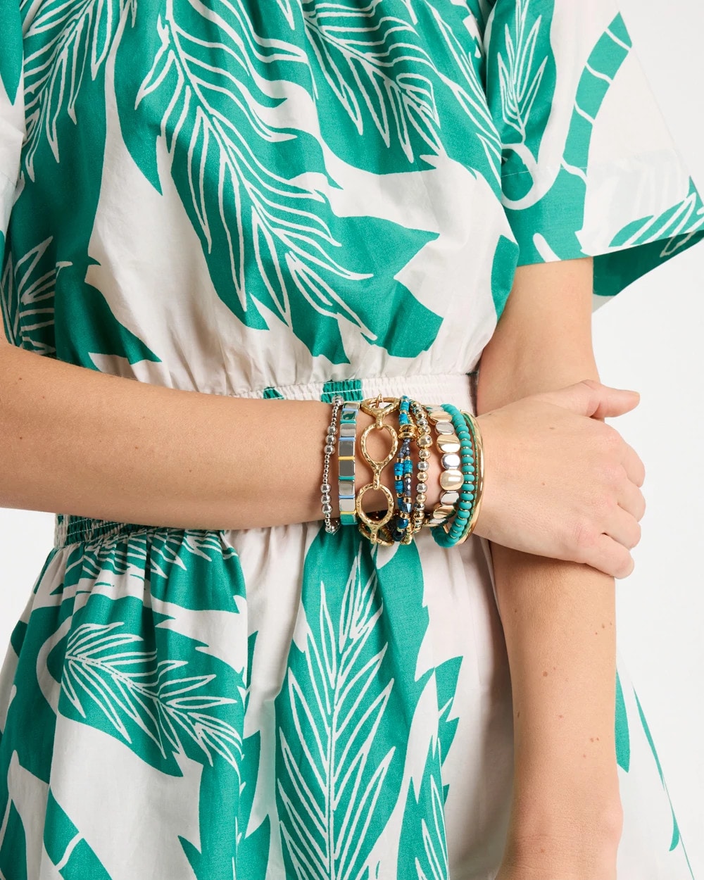Chico's | Green Round Stretch Bracelet/ Teal