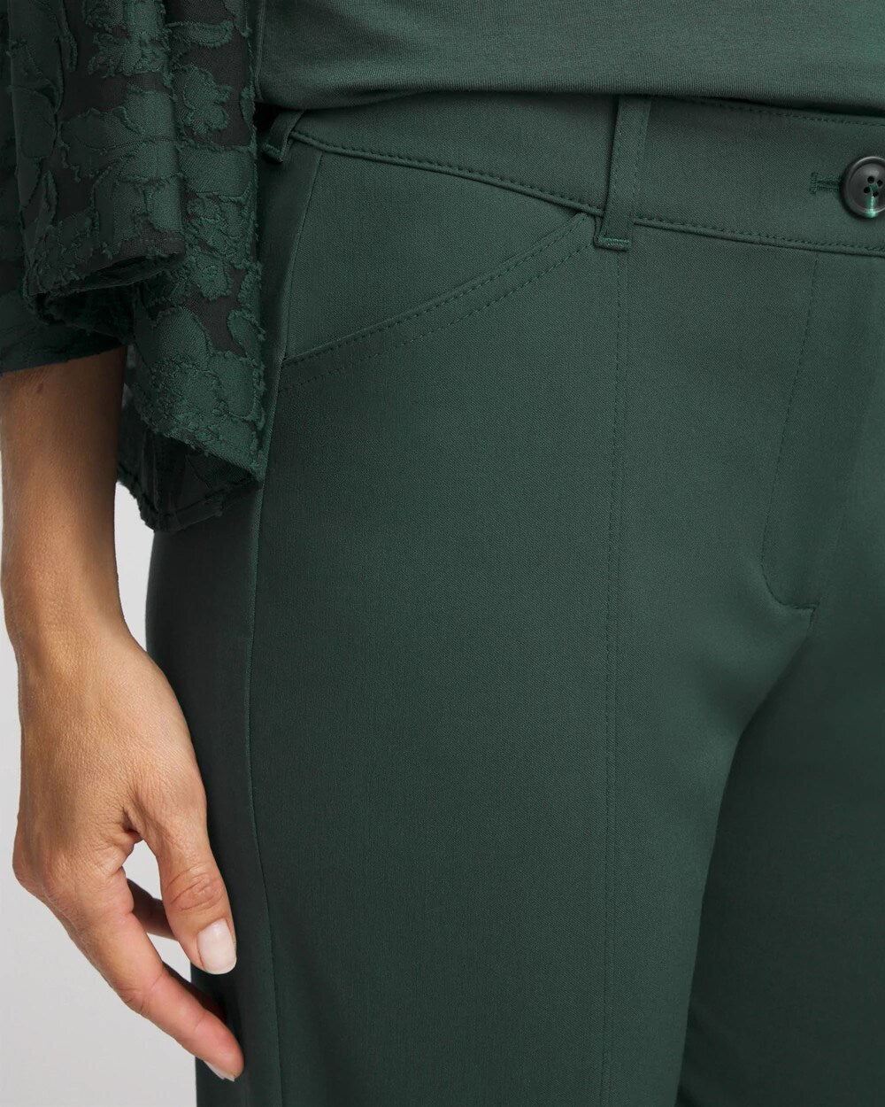 Chico's | Petite Bi-Stretch Straight Ankle Pants/ Darkest Spruce