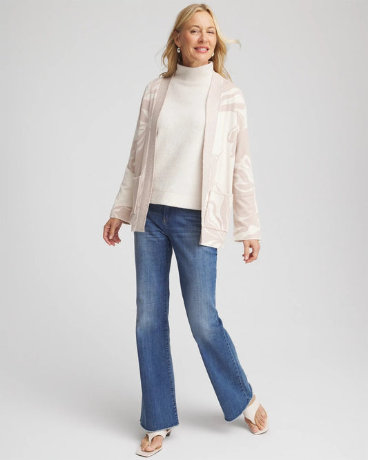 Chico's | Abstract Bloom Cardigan/ English Cream