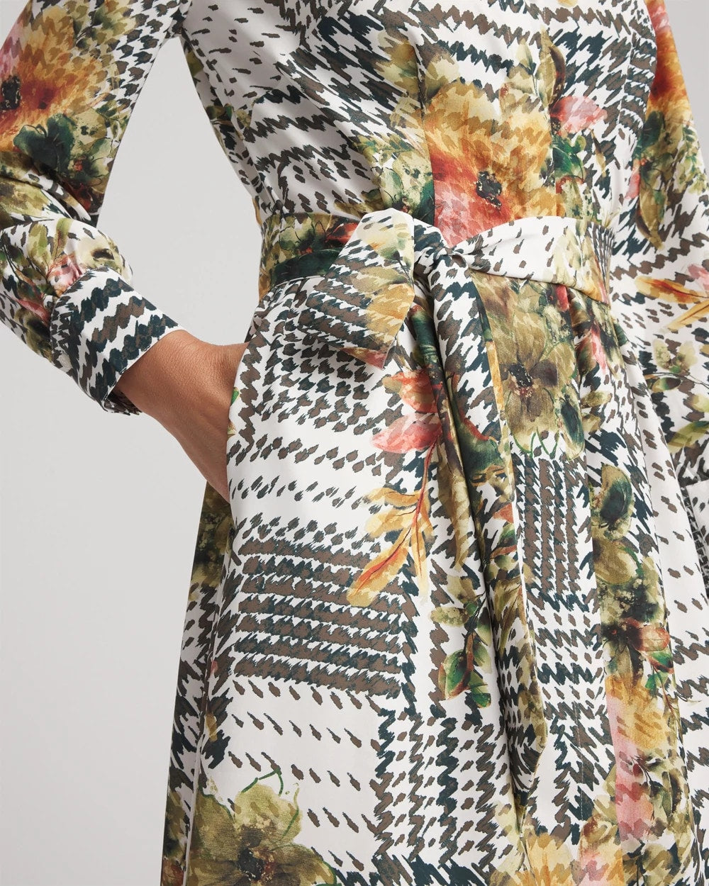 Chico's | Artisanal Floral Print Maxi Shirtdress/ Ecru