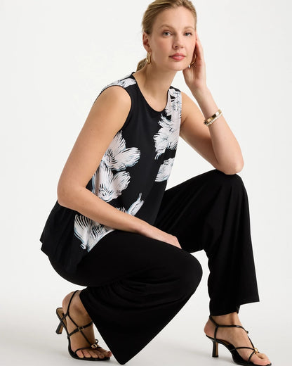 Chico's | Travelers™ Knit Abstract Floral Swing Tank/ Black