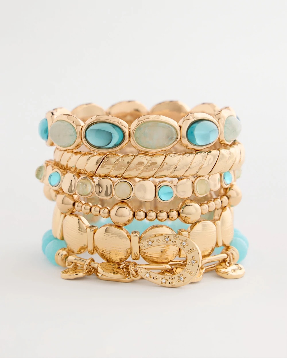 Chico's | Quartz Stone Large Stretch Bracelet/ Light Blue