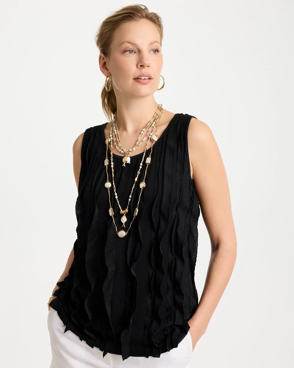 Chico's | Coral Jade Stone Charm Necklace/ Neutral