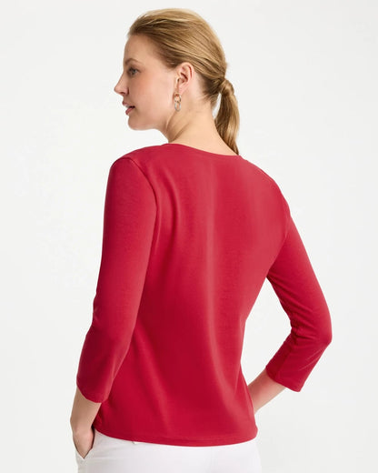 Chico's | Cotton Stretch 3/4 Sleeve Tee/ Cherry Lush