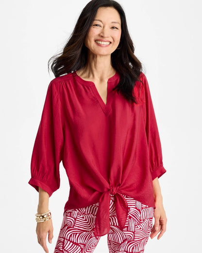 Chico's | Tie-Front Top/ Cherry Lush
