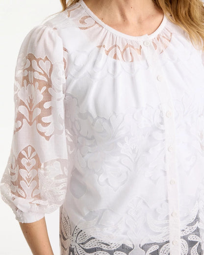 Chico's | Lace Burnout Blouse/ Alabaster
