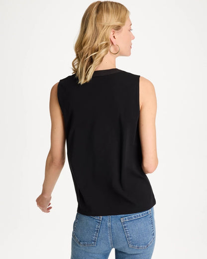 Chico's | Cotton-Stretch Notch Neck Tank/ Black