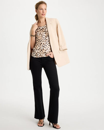 Chico's | Animal Print Jersey Satin Tank Top/ Black