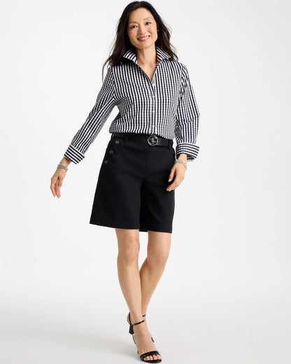 Chico's | No Iron™ Stretch Gingham Shirt/ Black