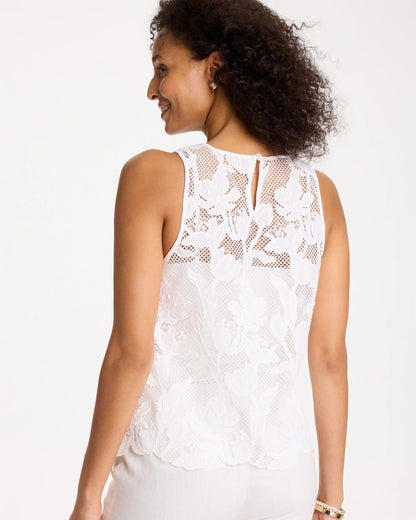 Chico's | Petal Lace Applique Tank/ Alabaster