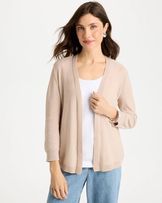 Chico's | Sequined Summer Romance Cardigan/ Smokey Taupe
