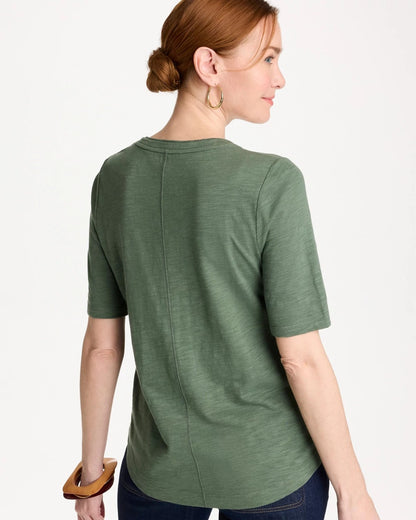 Chico's | Cotton Slub V-Neck Tee/ Kelp Forest