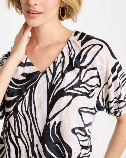 Chico's | Linen Ruched Palm Tee/ Smokey Taupe