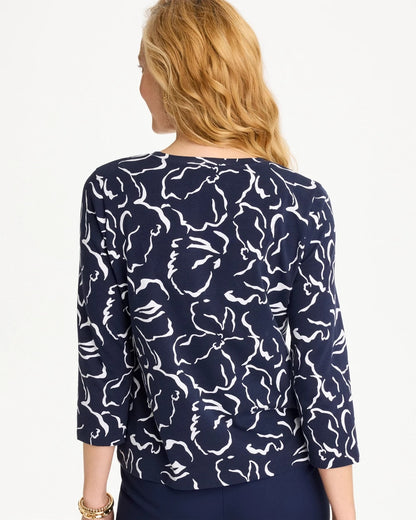 Chico's | Maya Cotton Stretch 3/4 Sleeve Tee/ Passport Blue
