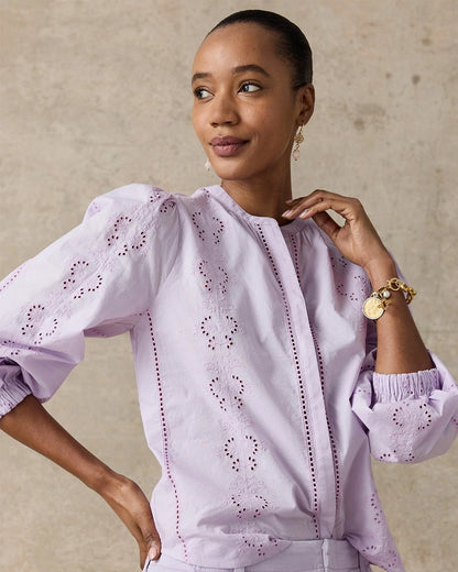 Chico's | Embroidered Top/ Orchid Mist