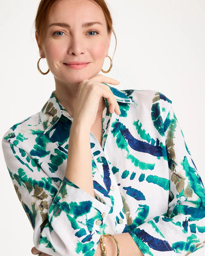 Chico's | No Iron™ Athena Dye Linen Shirt/ Passport Blue