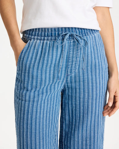 Chico's | Gauze Striped Wide Crop Jean/ Blue Stripe