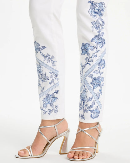 Chico's | Embroidered Girlfriend Slim Ankle Jeans/ Alabaster