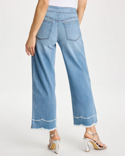 Chico's | Scallop Pull-On Wide-Leg Crop Jeans/ Blue Jay Indigo