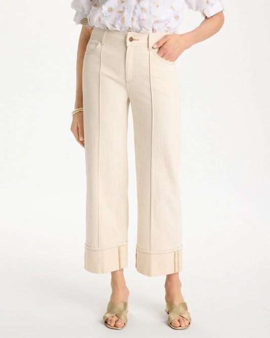 Chico's | Pintuck Cuffed Cropped Jeans/ Neutral