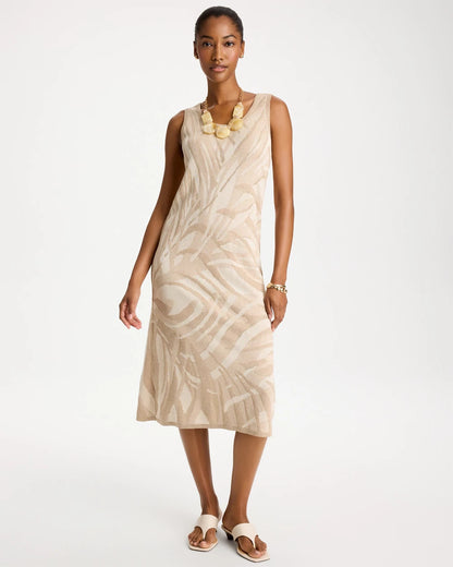 Chico's | Knit Printed Sweater Dress/ Gold