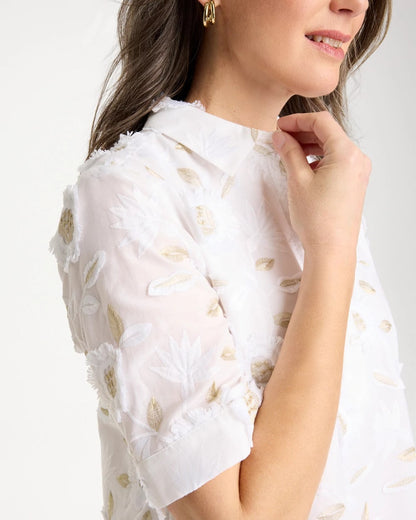 Chico's | 3D Floral Embroidered Dress/ Alabaster