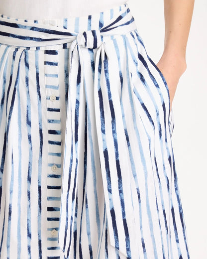 Chico's | Palermo Striped Tie-Front Skirt/ Passport Blue