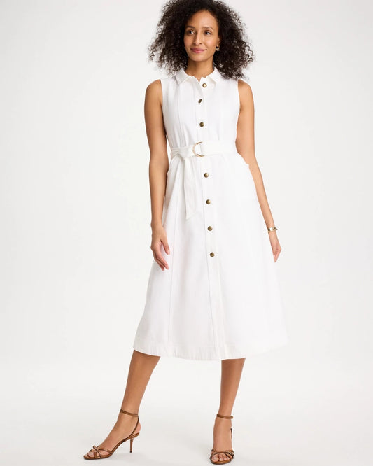 Chico's | Denim Sleeveless Shirtdress/ Alabaster