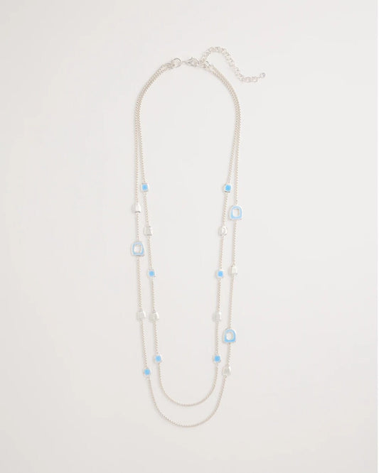 Chico's | Sea Glass Inspired Charm Necklace/ Blue