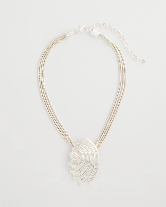 Chico's | Silvertone Shell Pendant/ Silver