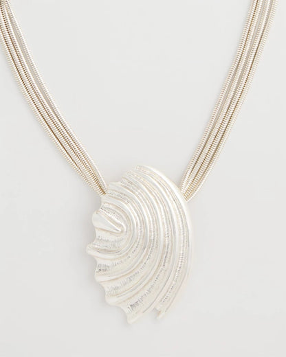 Chico's | Silvertone Shell Pendant/ Silver