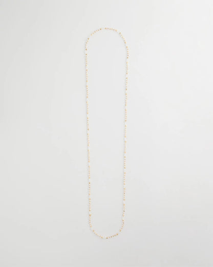 Chico's | Sea Foam Long Single-Strand Necklace/ White/Gold