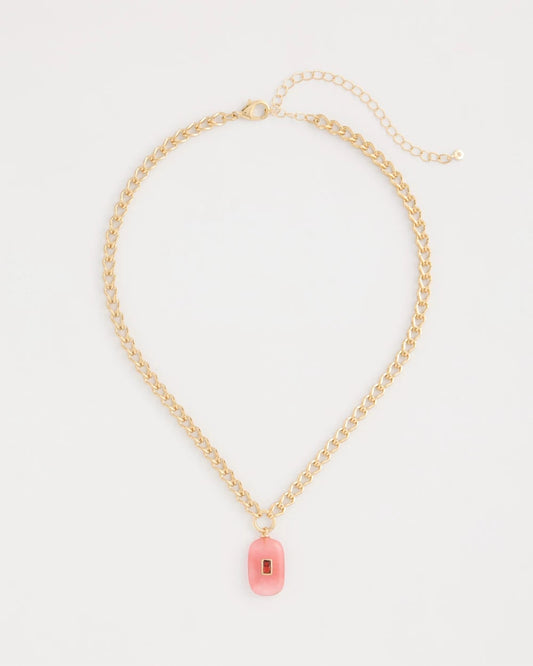Chico's | Coral Agate Short Pendant Necklace/ Coral