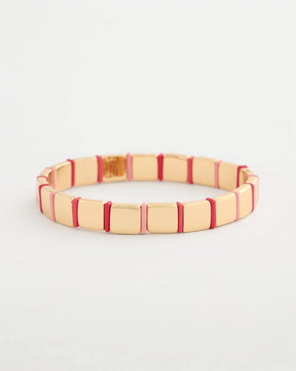 Chico's | Glam Goldtone Slice Stretch Bracelet/ Coral