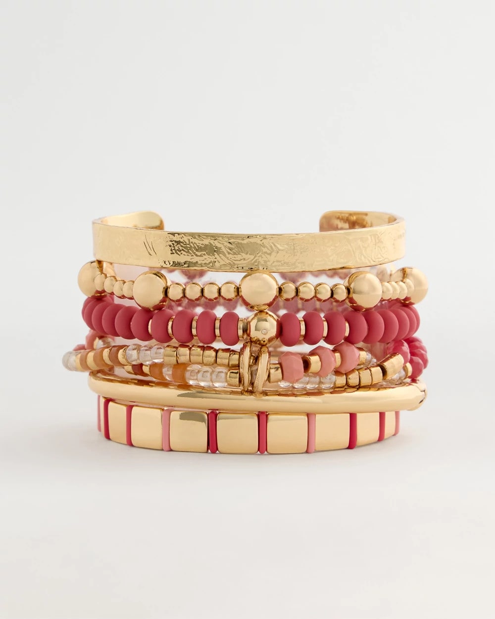 Chico's | Glam Goldtone Slice Stretch Bracelet/ Coral