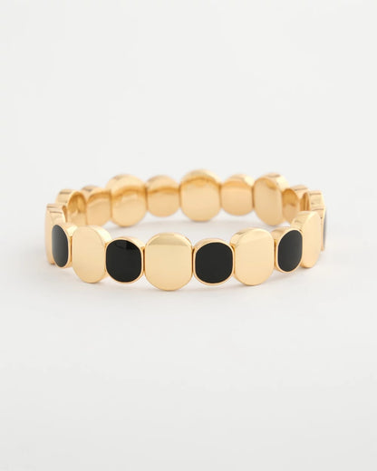 Chico's | Black Goldtone Glam Stretch Bracelet/ Black