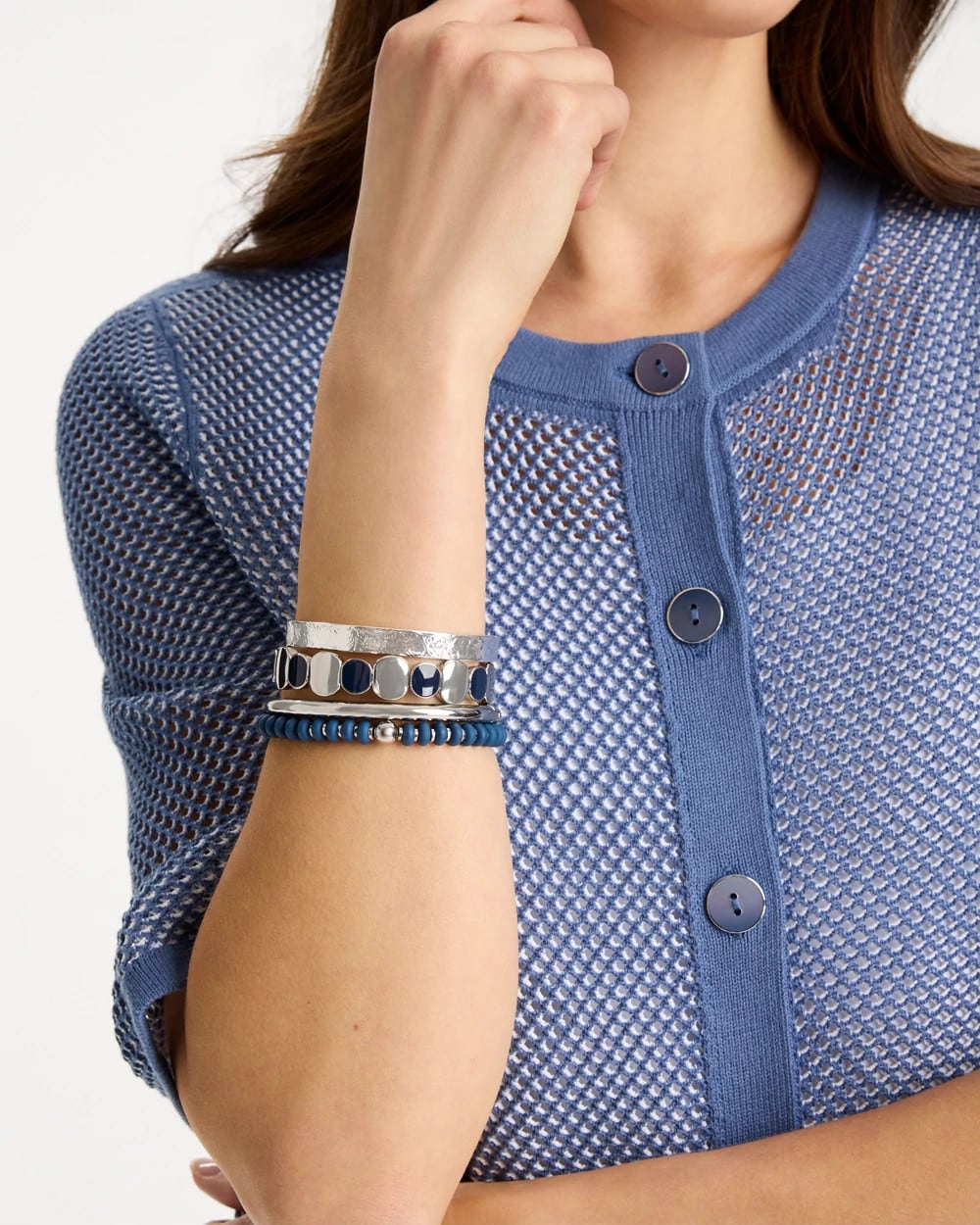 Chico's | Navy Resin Glam Stretch Bracelet/ Navy
