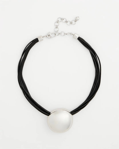 Chico's | Silver Pendant Cord Necklace/ Silver