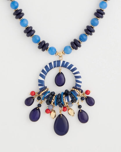 Chico's | Americana Mixed Media Pendant Necklace/ Multi