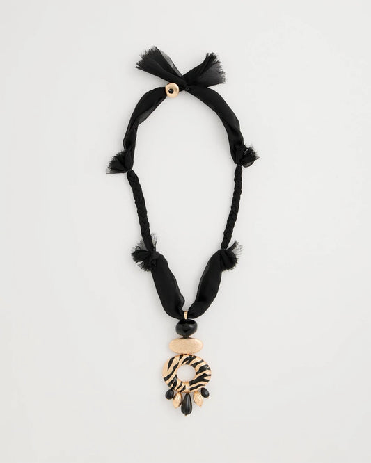 Chico's | Tiger Pendant Necklace/ Black/Gold