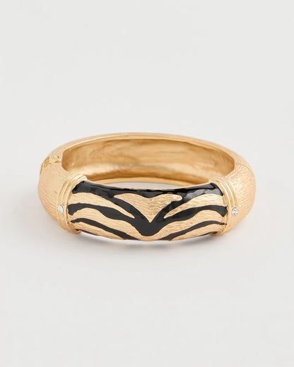 Chico's | Tiger Hinge Cuff Bracelet/ Black/Gold