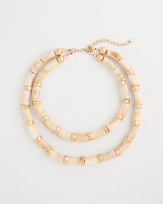 Chico's | White Beaded Double-Strand Necklace/ White