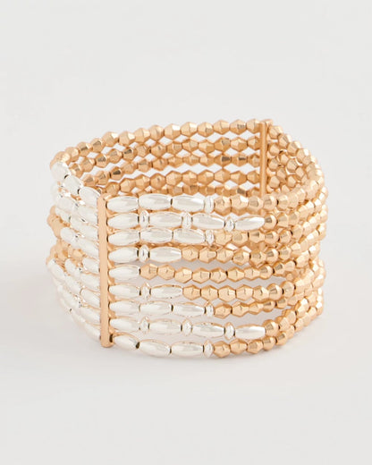 Chico's | Multi-Strand Beaded Stretch Bracelet/ Mixed Metals