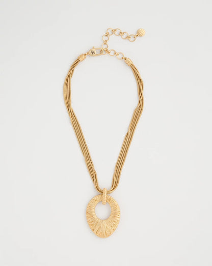 Chico's | Crinkle Goldtone Pendant Necklace/ Gold