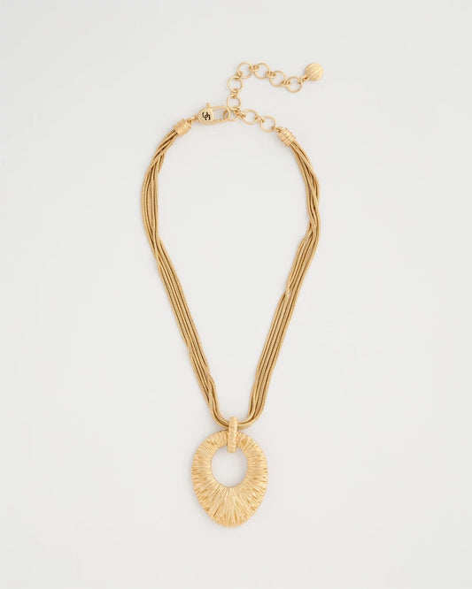 Chico's | Crinkle Goldtone Pendant Necklace/ Gold