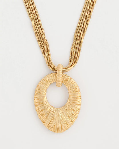 Chico's | Crinkle Goldtone Pendant Necklace/ Gold