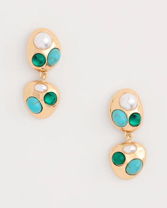 Chico's | Blue Pearl Cab Drop Earrings/ Blue