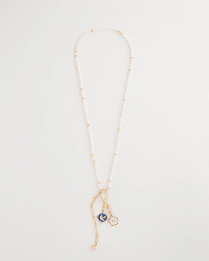Chico's | Medallion Pendant Pearl Necklace/ Orchid