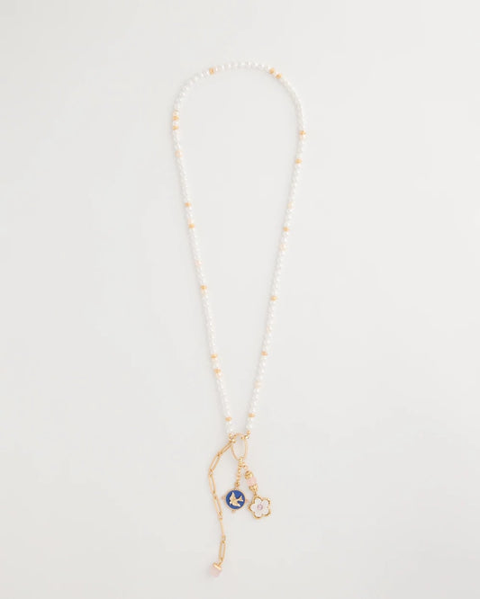 Chico's | Medallion Pendant Pearl Necklace/ Orchid